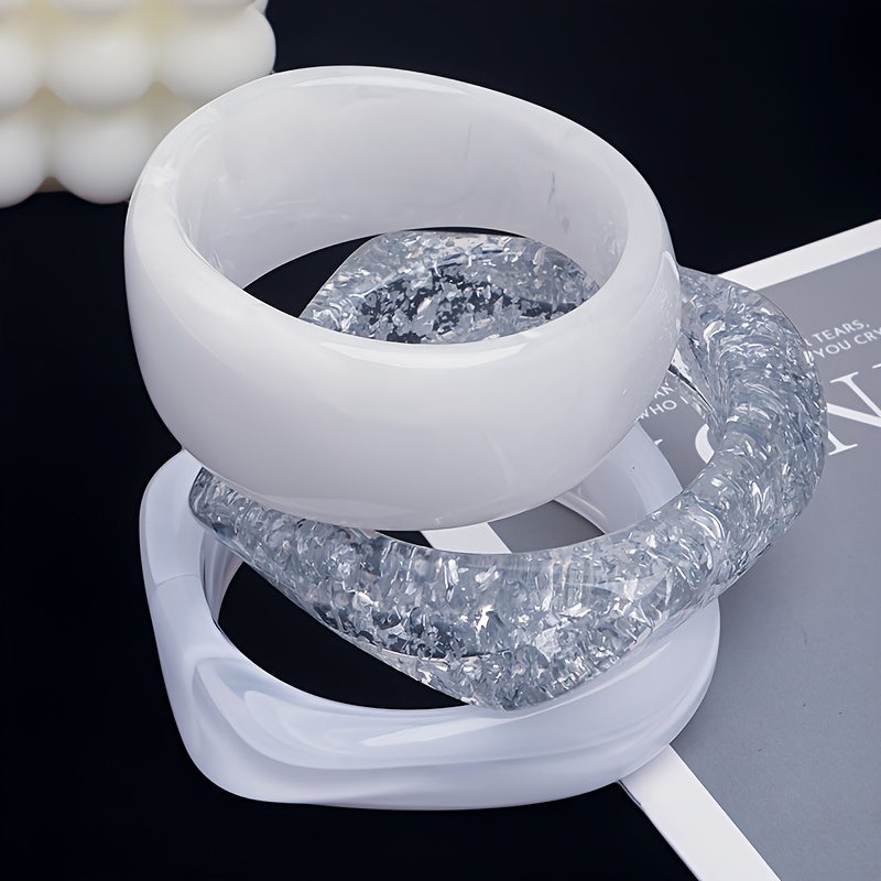 3pc Women's Elegant Retro Square Bangle Set, Casual Chic